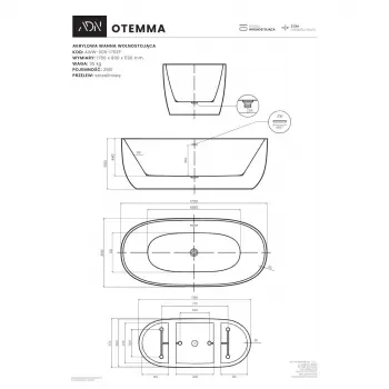 Wanna wolnostojąca AD Naturalnie OTEMMA 170cm